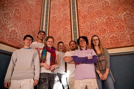 Das Museums-Team: Franziska, Nick, Alexandra, Lukas, Viktor, Valentina und Patrizia (von links nach rechts).