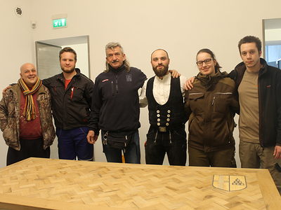 Das Team Fondazione: David, Marco, Verena und Christof mit ihren Chefs.