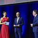 Moderatorin Angela Julie Wadenpohl im Talk mit Präsident Rainer Reichhold (Mitte) und Hauptgeschäftsführer Peter Friedrich (r.).