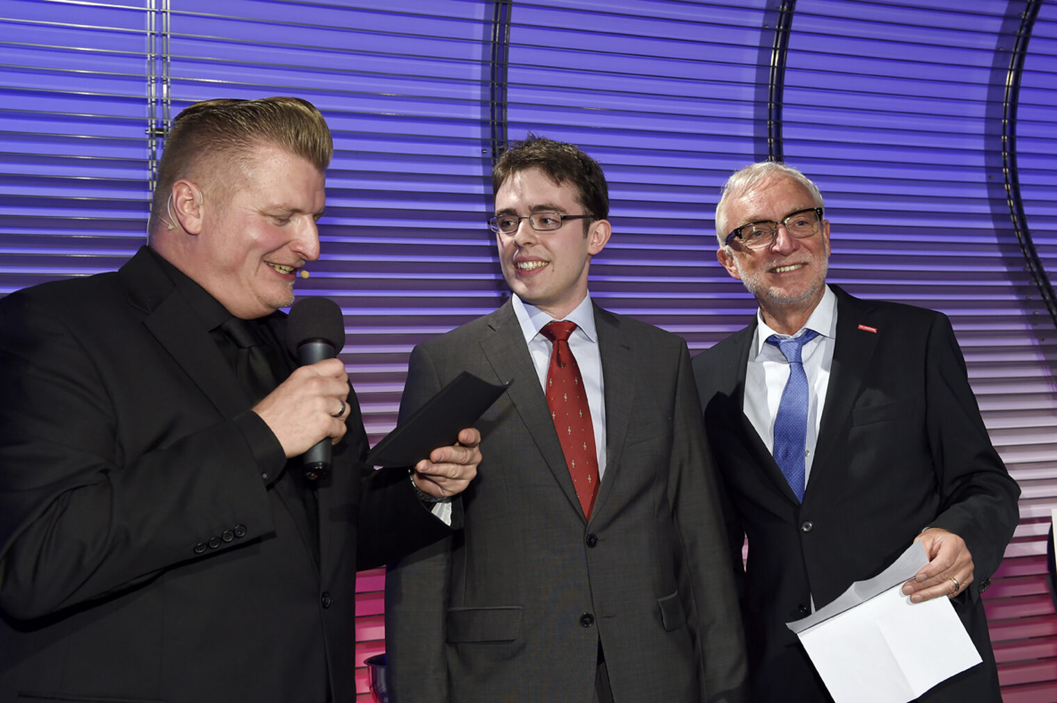 PLW 2015: Moderator Christian Krack im Gespräch mit Rotary-Preis-Gewinner Mario Teising und Kammerchef Claus Munkwitz.